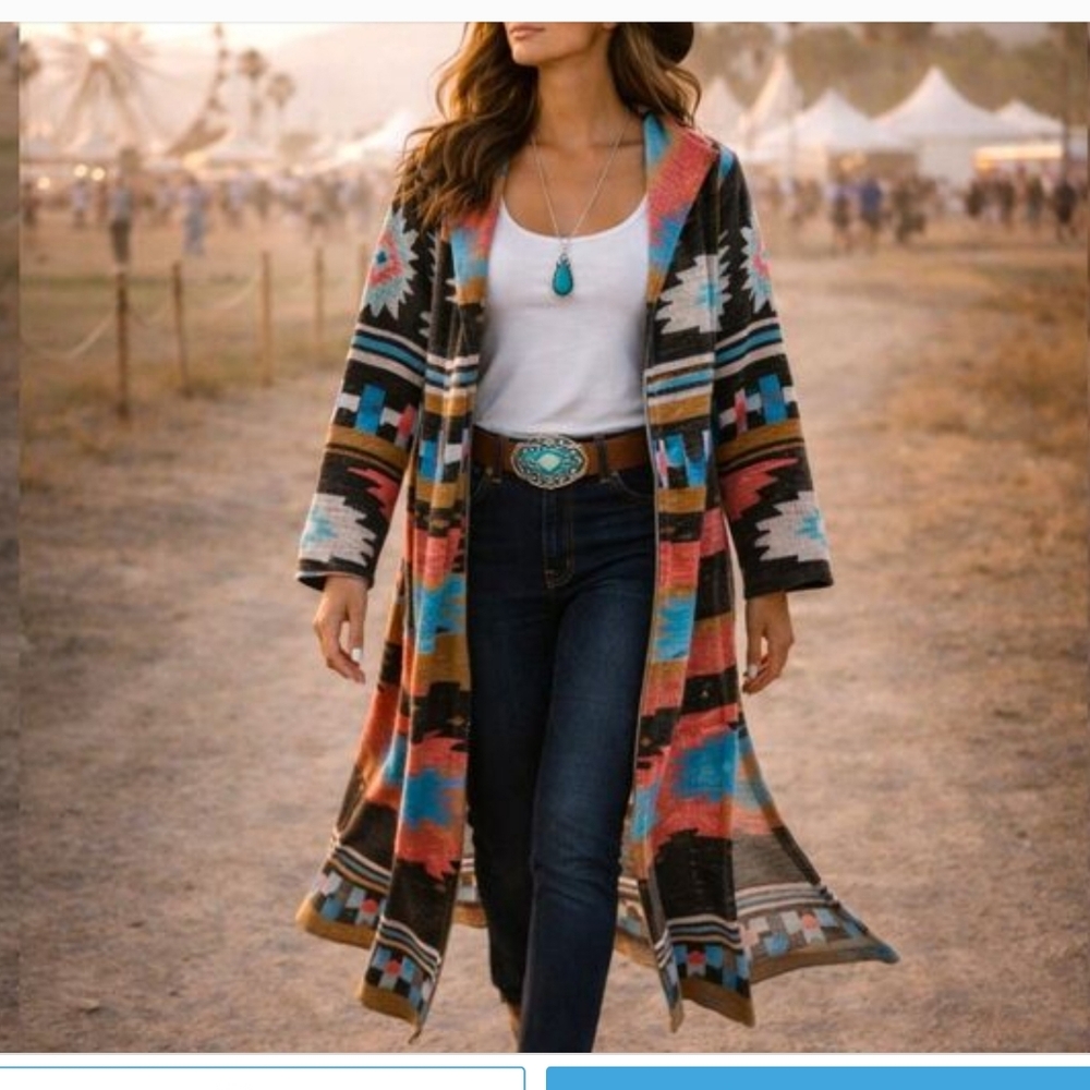 Lucky & Blessed Aztec Fringe Cardigan